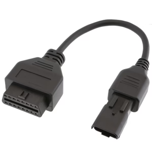 Black OBDII diagnostic cable on a white background