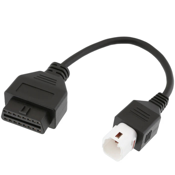 Car diagnostic cable with OBD2 connector and white adapter on a white background