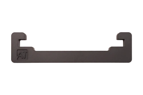 Black metal bracket with 'AT' logo on a white background