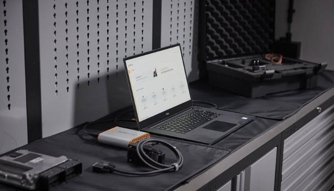 AutoTuner ECU tool connected to laptop on a tuning bench – ZenTune workstation in Australia