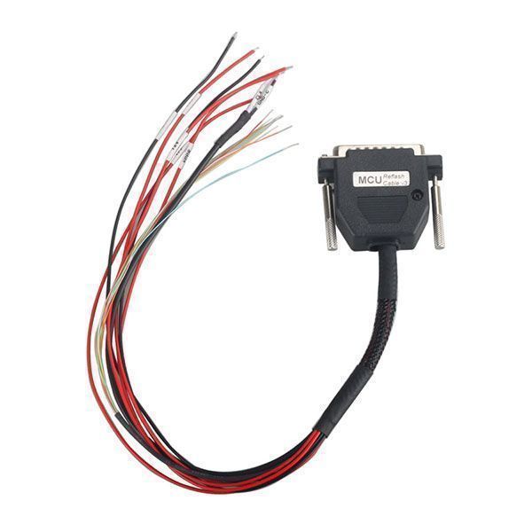 BDM JTAG DB25 adapter cable with bare wire leads for custom ECU bench programming and diagnostics