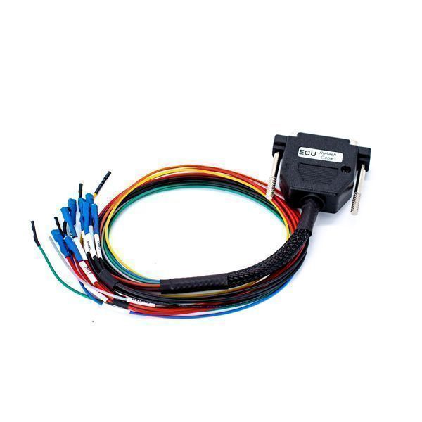 BDM JTAG DB25 ECU adapter cable with multi-pin connectors for bench tuning and diagnostic work