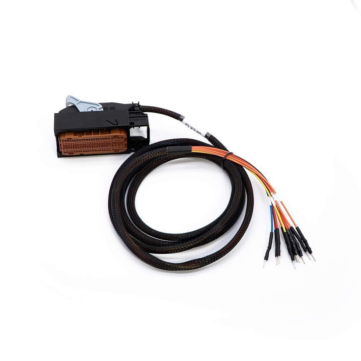 Technical cable with connectors on a white background