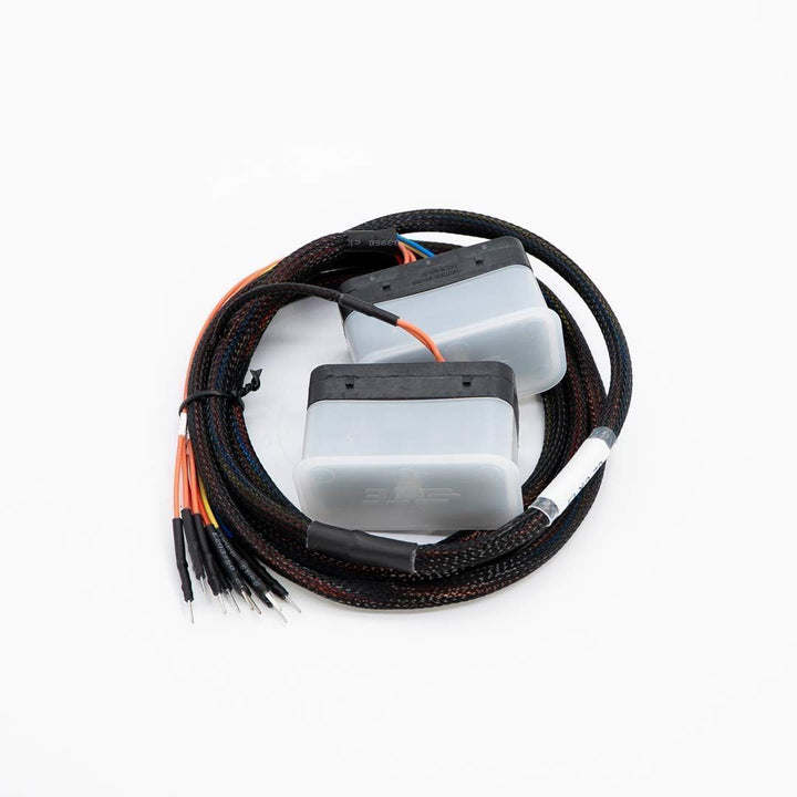 Electrical components with wiring on a white background