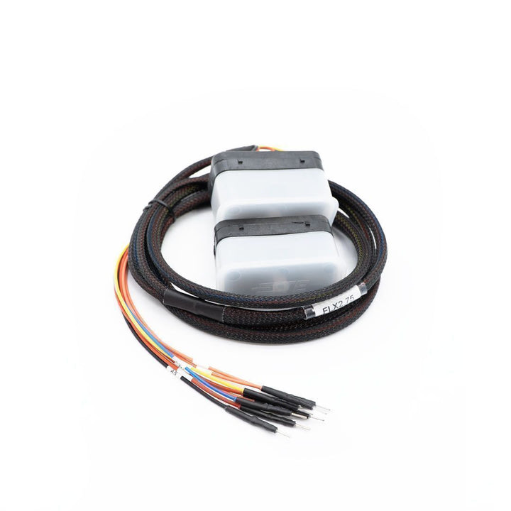 Electronic device with cables on a white background