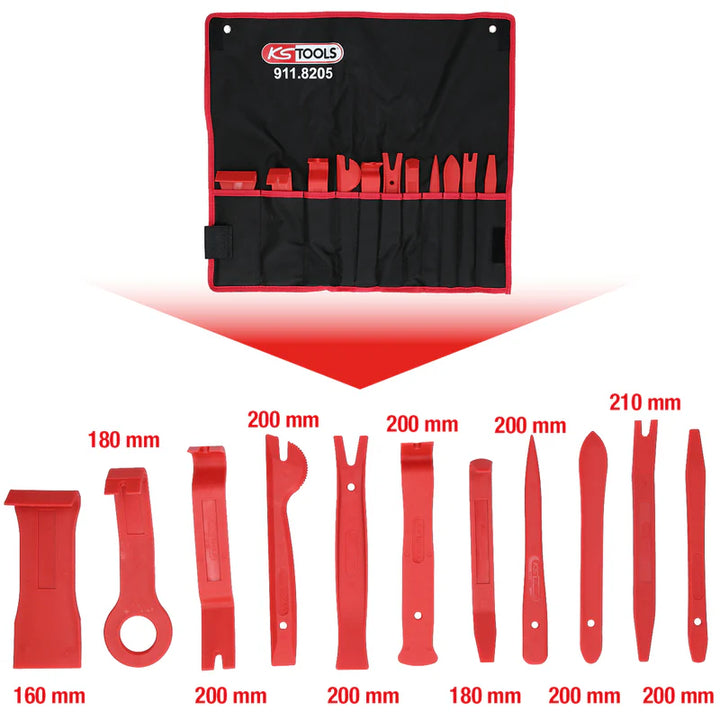 Full red trim tool set for ECU disassembly