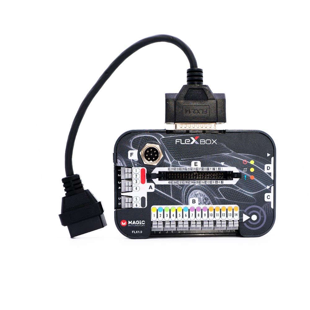 FlexBox connected to ECU in a bench programming setup