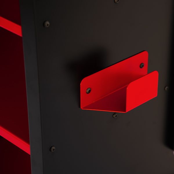 Close-up of tool holder rail inside the Magic Trolley