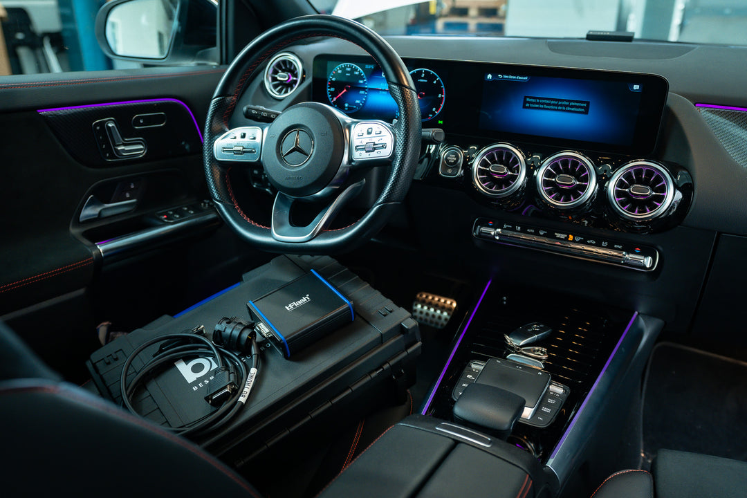 Mercedes B-Class W247 center console showing gear and control modules