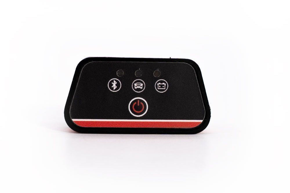 Black electronic device with buttons on a white background