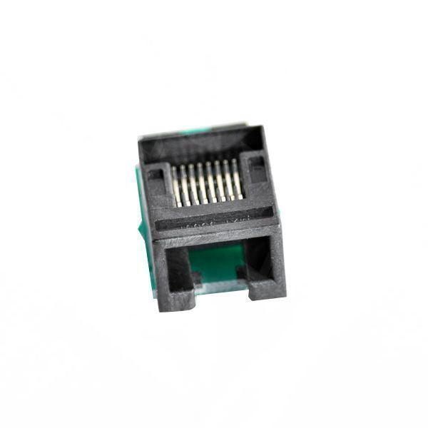 Side view of RJ45 to BDM 2x5 adapter showing internal pin alignment for MAGBench and MPC5xx use