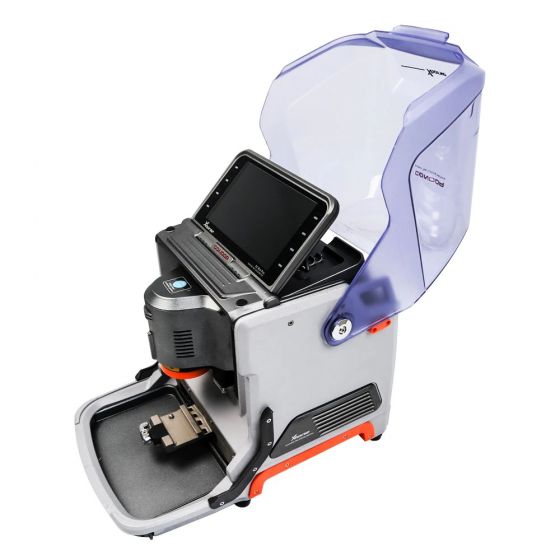 Angled shot of CONDOR XC-MINI Plus showing screen and key clamps