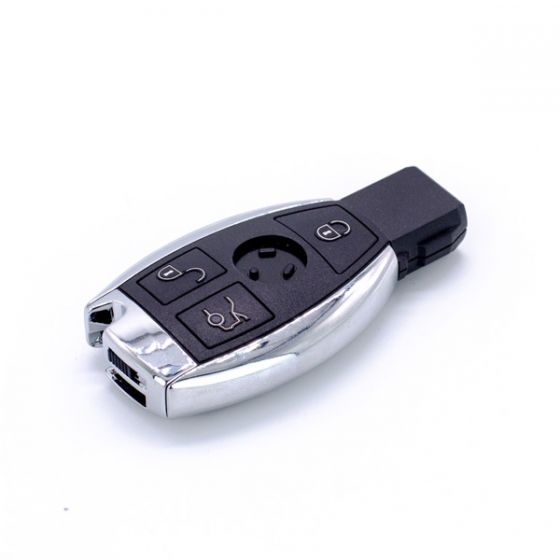 Side view of Mercedes-style Xhorse remote showing chrome trim