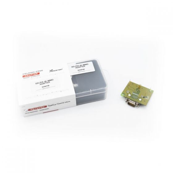 Close-up label on Xhorse solder-free adapter showing part number and pins