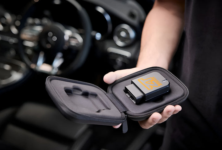 ZenTuner OBD2 tuning tool in protective case – compact, mobile-ready, and easy to use.