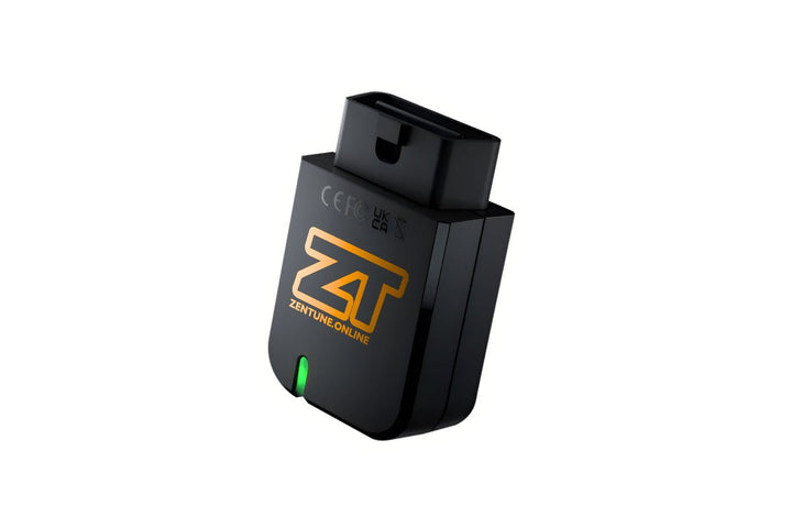 ZenTuner OBD2 tuning tool held in hand within its protective case, emphasizing its compact, mobile-ready, and user-friendly design.