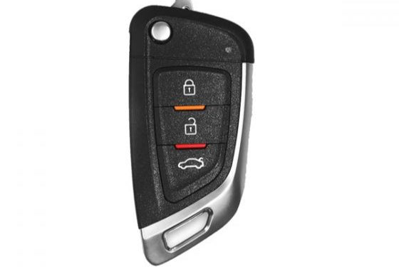 Alt Text: Xhorse XKKF02EN 3-Button Flip Remote – Front View

