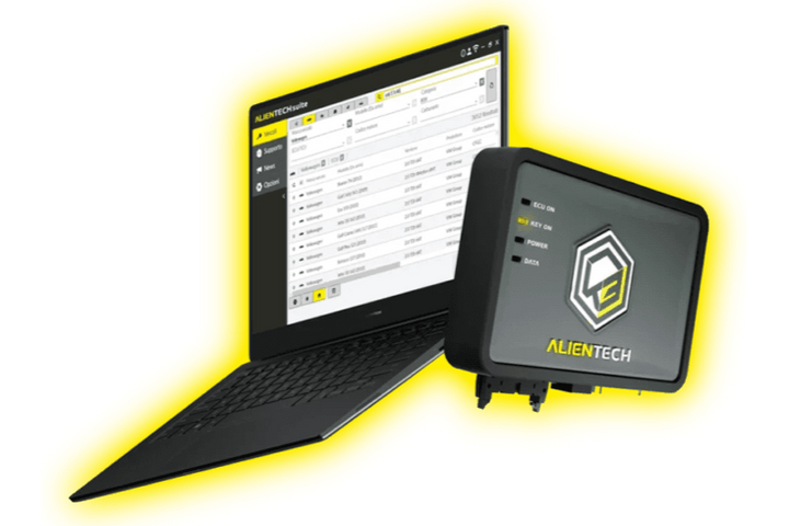 Alientech KESS3 ECU tuning tool and laptop with open tuning software — transparent background for ZenTune Australia

