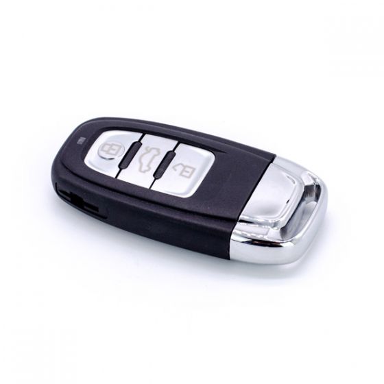Angled view of Audi HU66 remote key for programming and replacement

