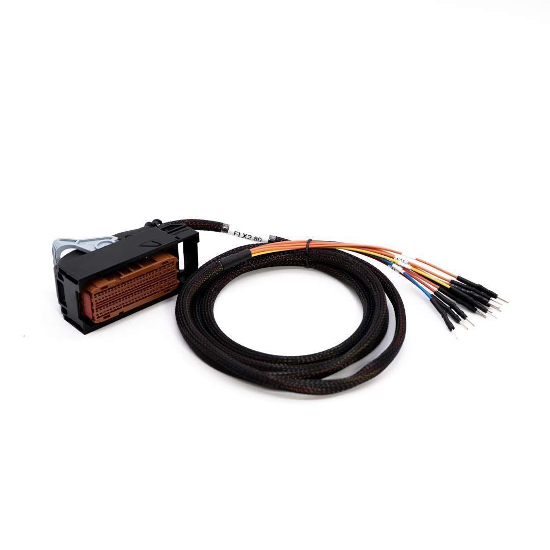 Car wiring harness with connectors on a white background