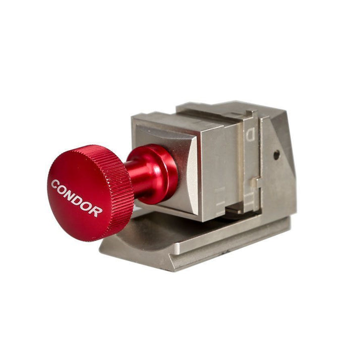 M2 red ECU bench clamp with adjustable vice fixture for secure BDM tuning and PCB alignment

