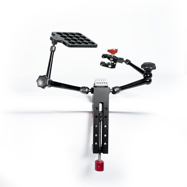 Close-up of the MAGBench Mini top panel and rotary mounts

