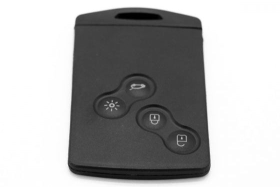 Front view of Renault 4-button remote key with NVA6 blade – card style

