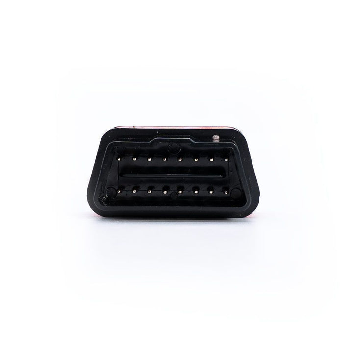 Black electronic device with multiple ports on a white background