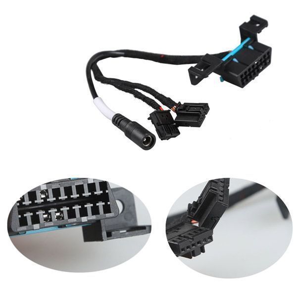 Mercedes W164 VVDI MB power adapter extension cable with secure connector clips for fast data acquisition and ECU communication


