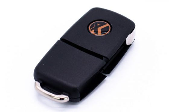 Front view of Xhorse B5 Style 3-button remote key in extreme black finish

