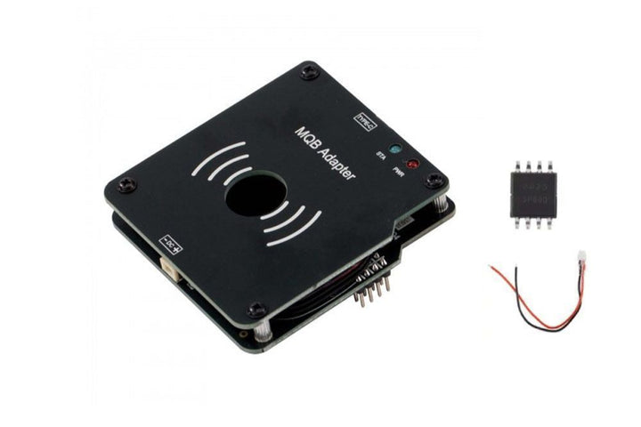 Mobo adapter with a small circuit board on a white background