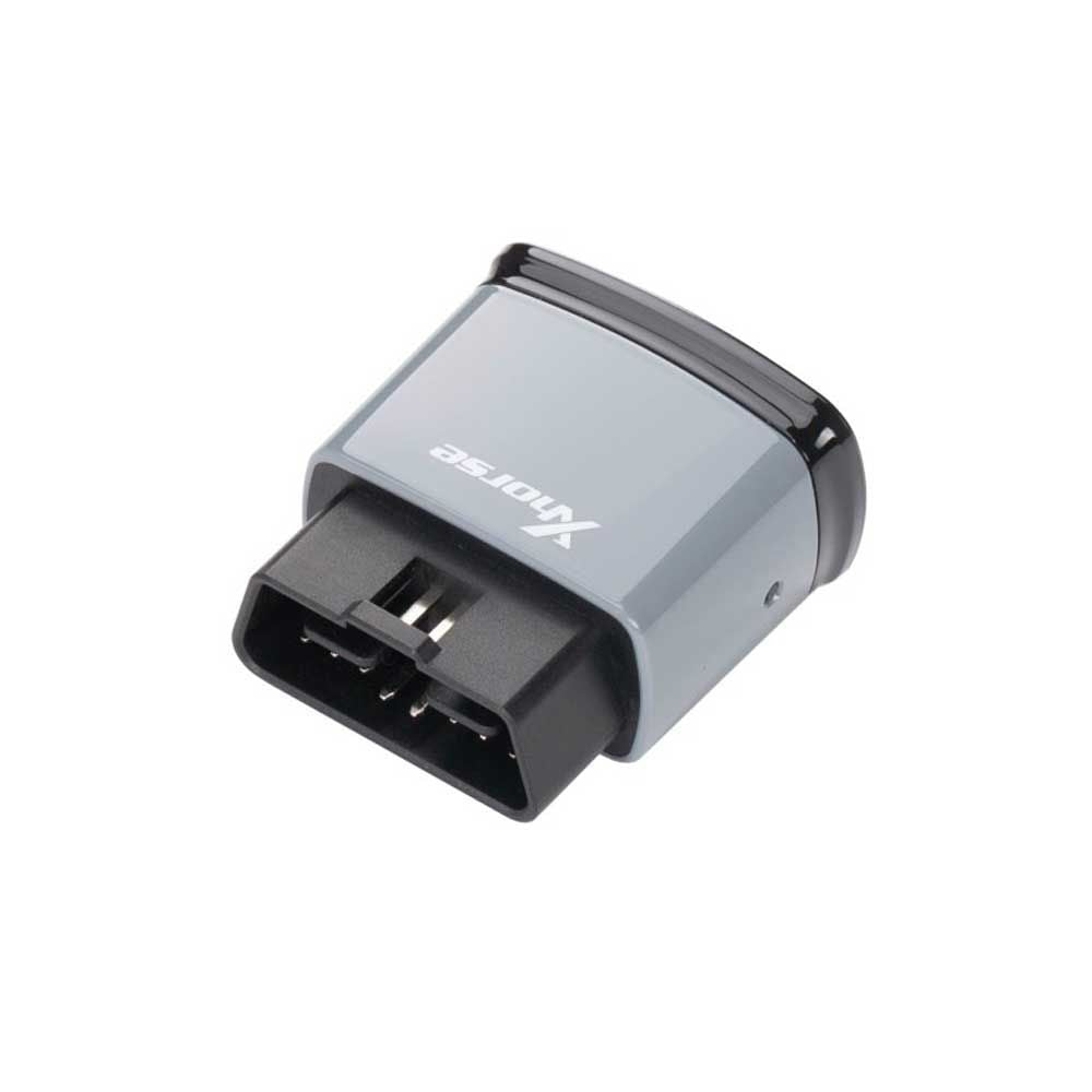Gray and black automotive diagnostic adapter on a white background
