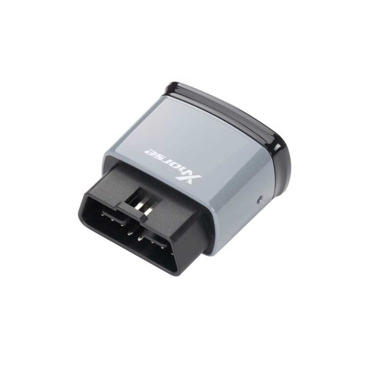 Gray and black automotive diagnostic adapter on a white background