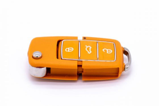Xhorse XKB5 Orange Flip Remote – Front View with Buttons

