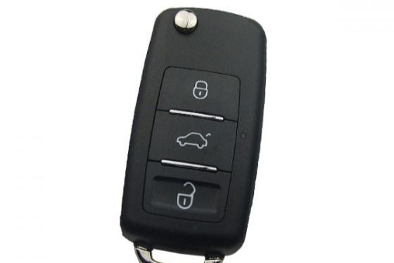 Front view of Xhorse XKB510EN VW B5-style wired remote with 3 buttons

